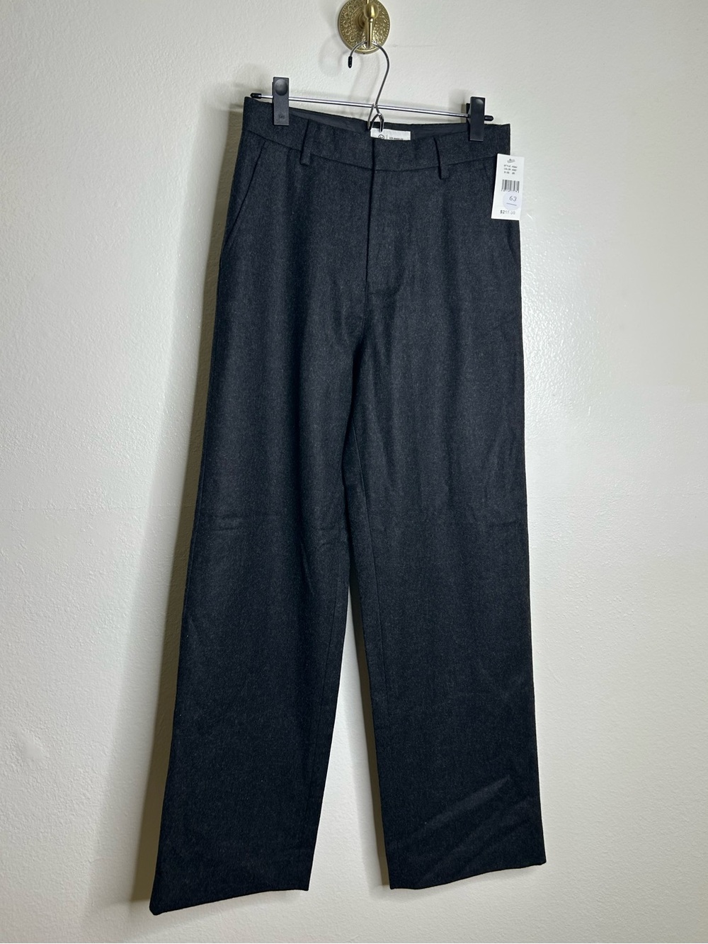 NWT AG 100% Wool Charcoal Gray Tailored Trouser Straight Leg Pant Small/ 26